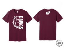 Load image into Gallery viewer, Youth &quot;Dawgs&quot; &amp; W Maroon Tee
